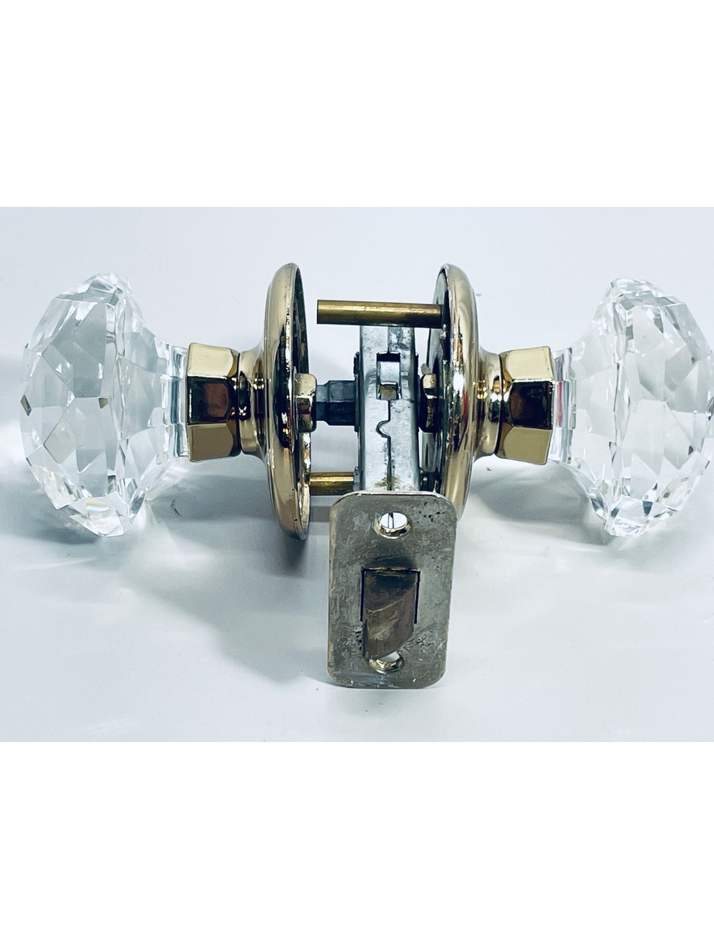 Vintage Baldwin Crystal Glass Door Knobs with Brass Base Set - Picture 2 of 8